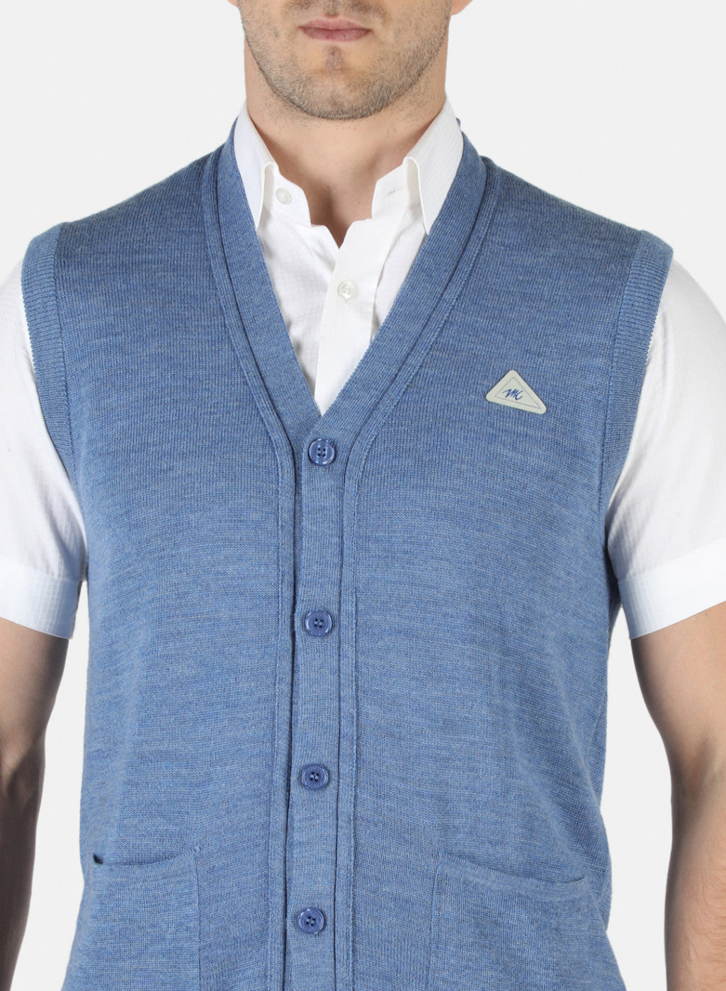 Men Blue Solid Cardigan