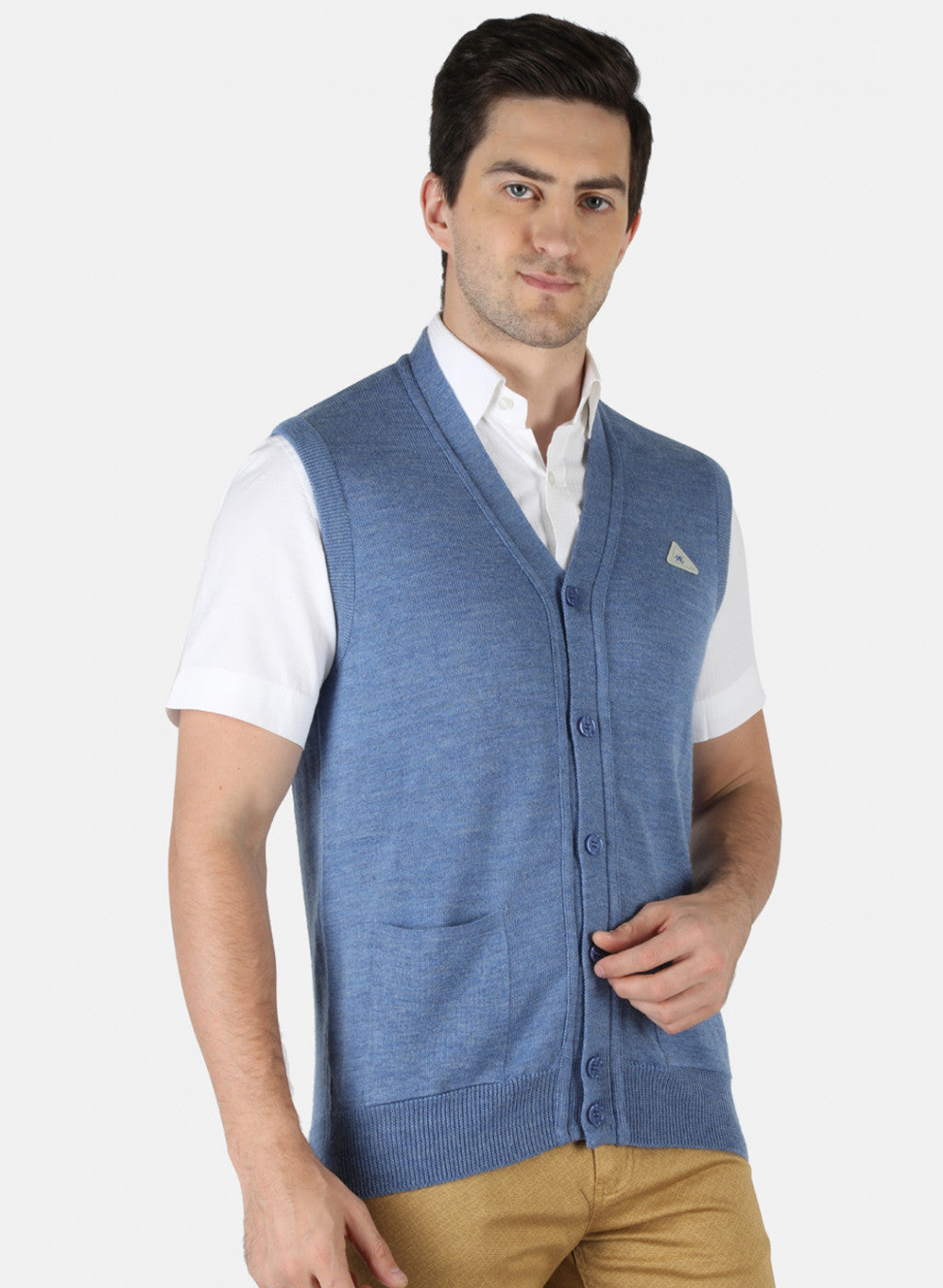 Men Blue Solid Cardigan