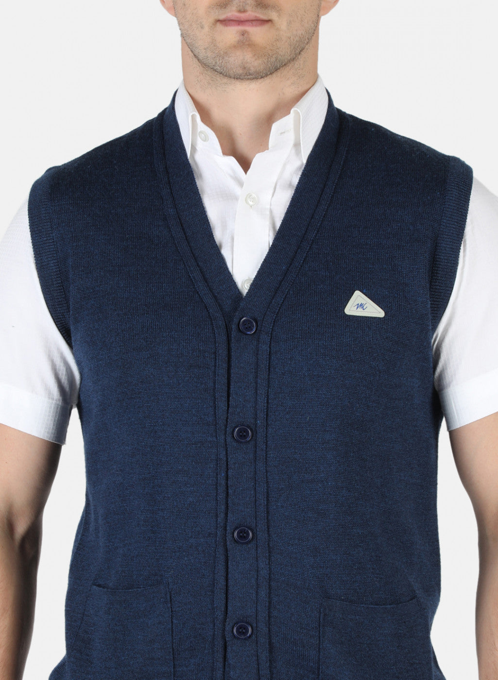 Men NAvy Blue Solid Cardigan