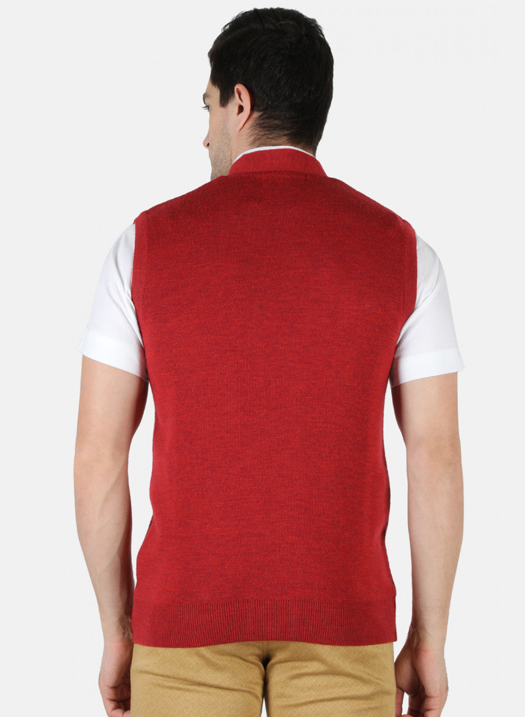 Men Red Solid Cardigan