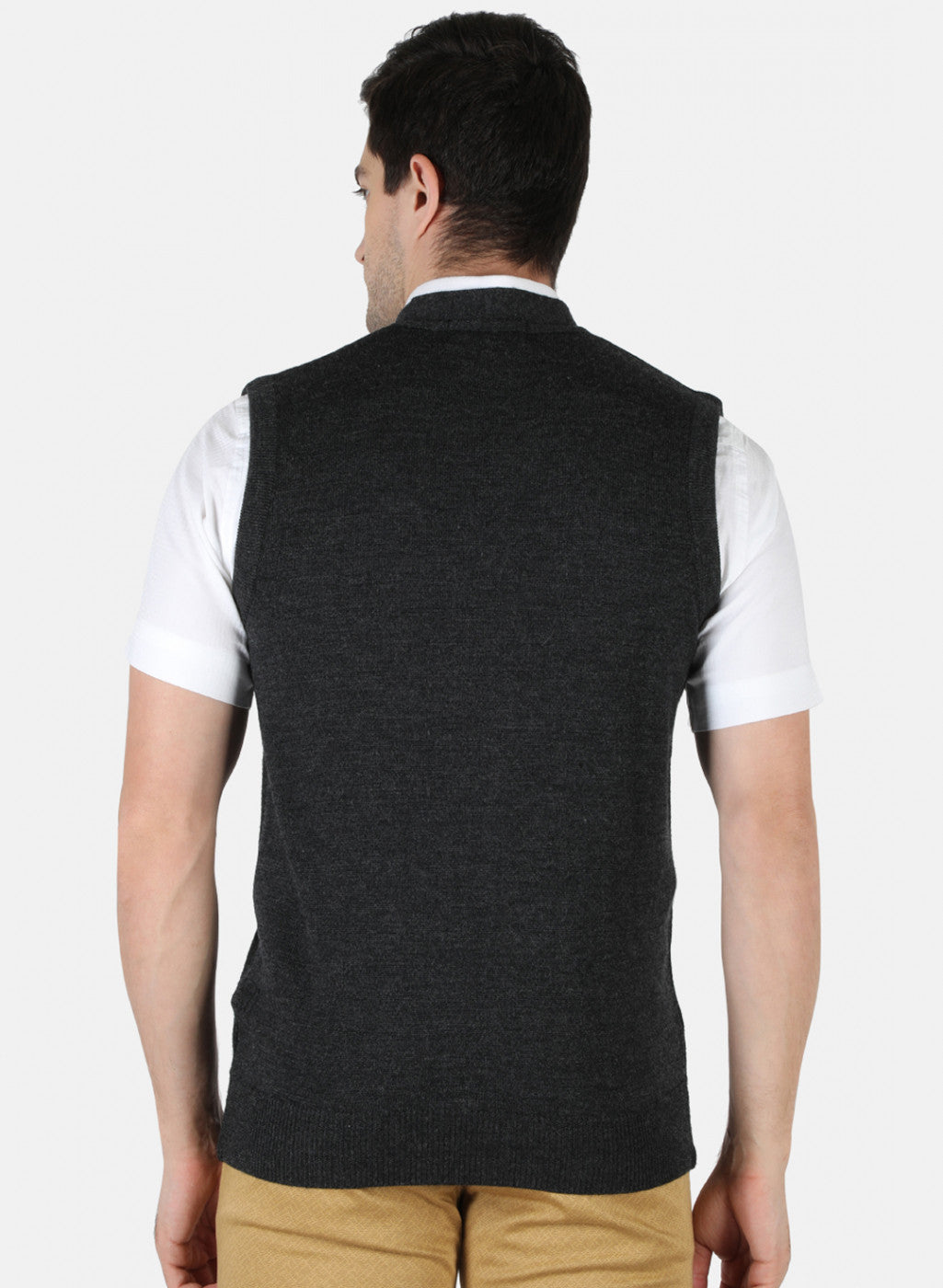 Men Grey Solid Cardigan