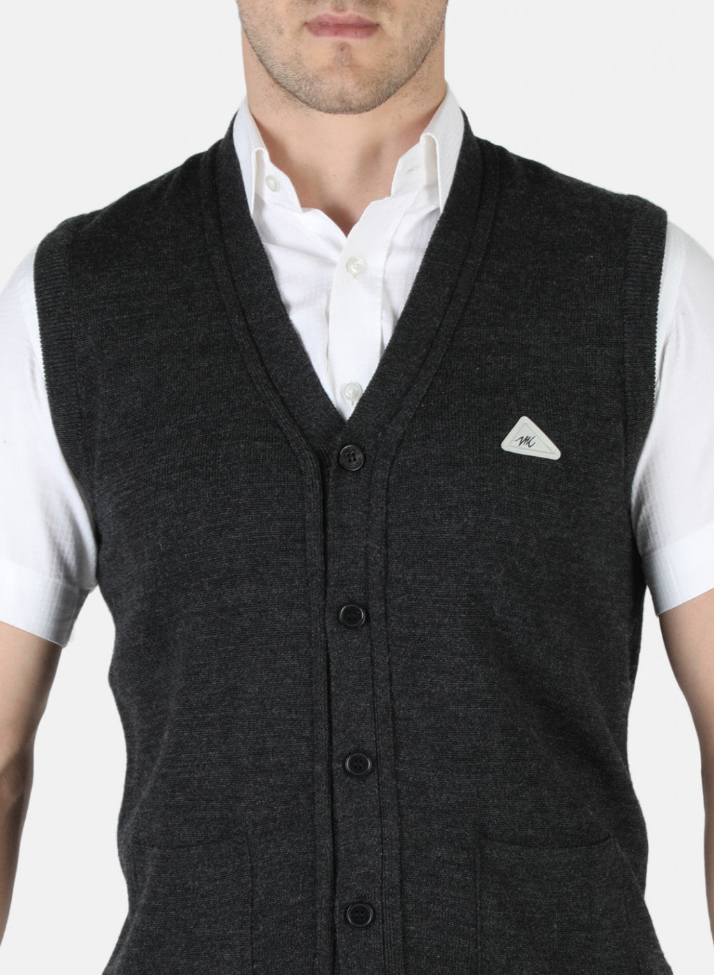 Men Grey Solid Cardigan