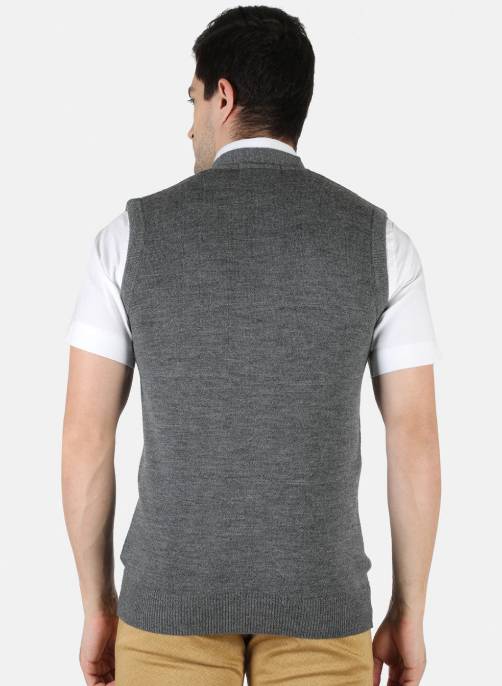 Men Grey Solid Cardigan