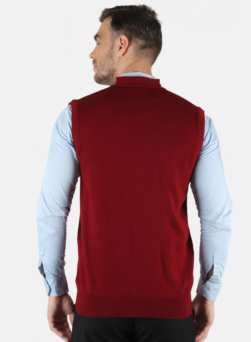 Men Maroon Solid Cardigan