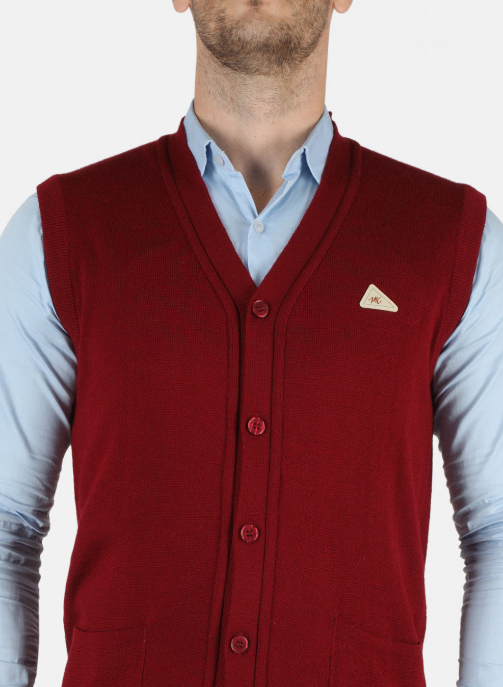 Men Maroon Solid Cardigan