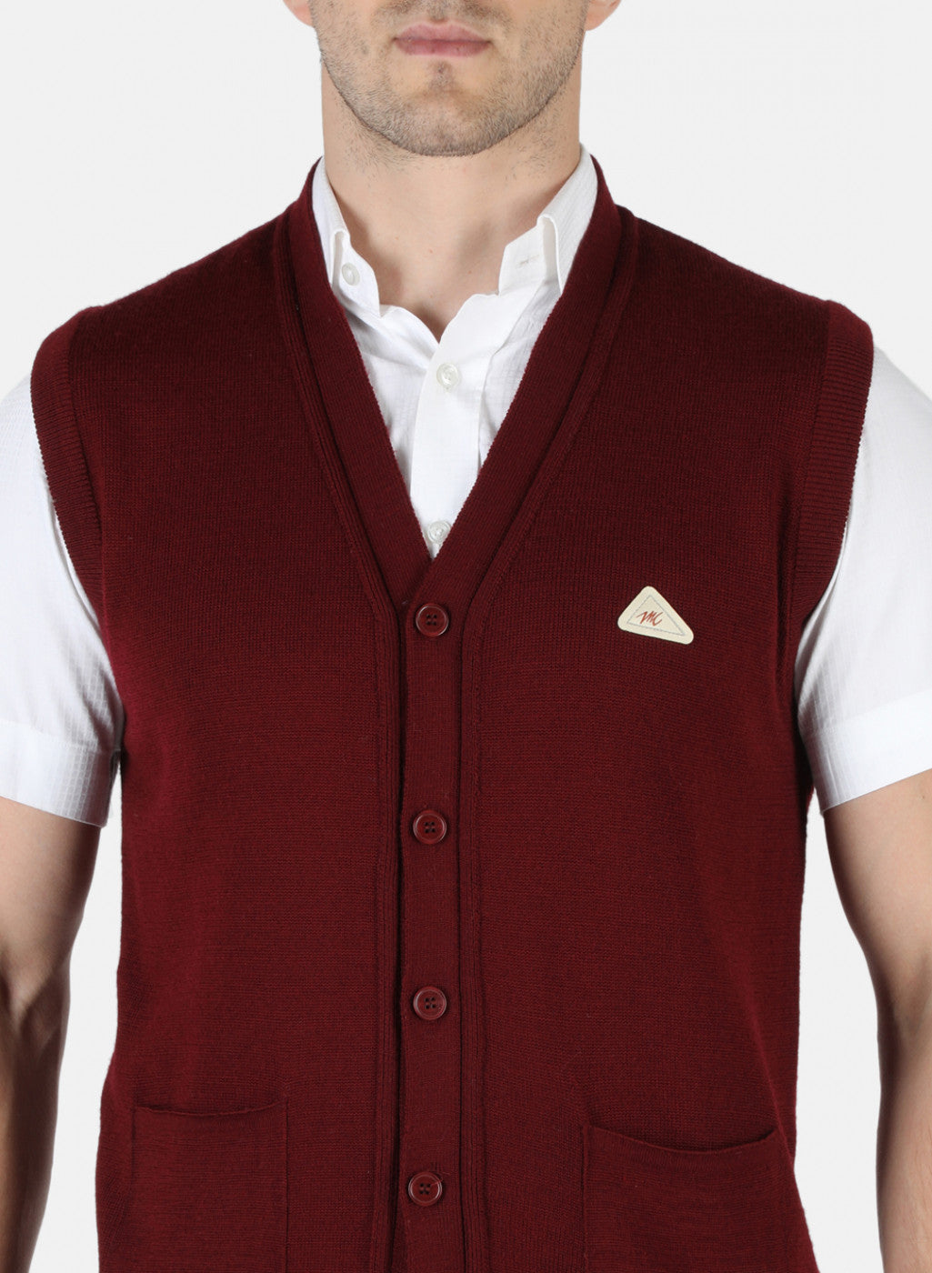 Men Maroon Solid Cardigan