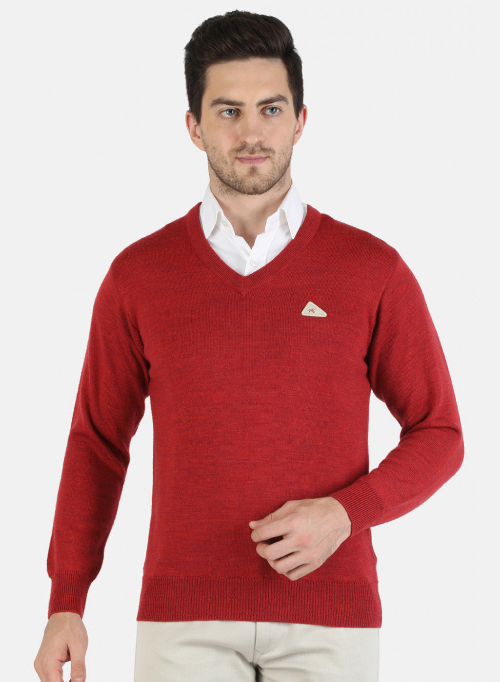 Men Red Solid Pullover