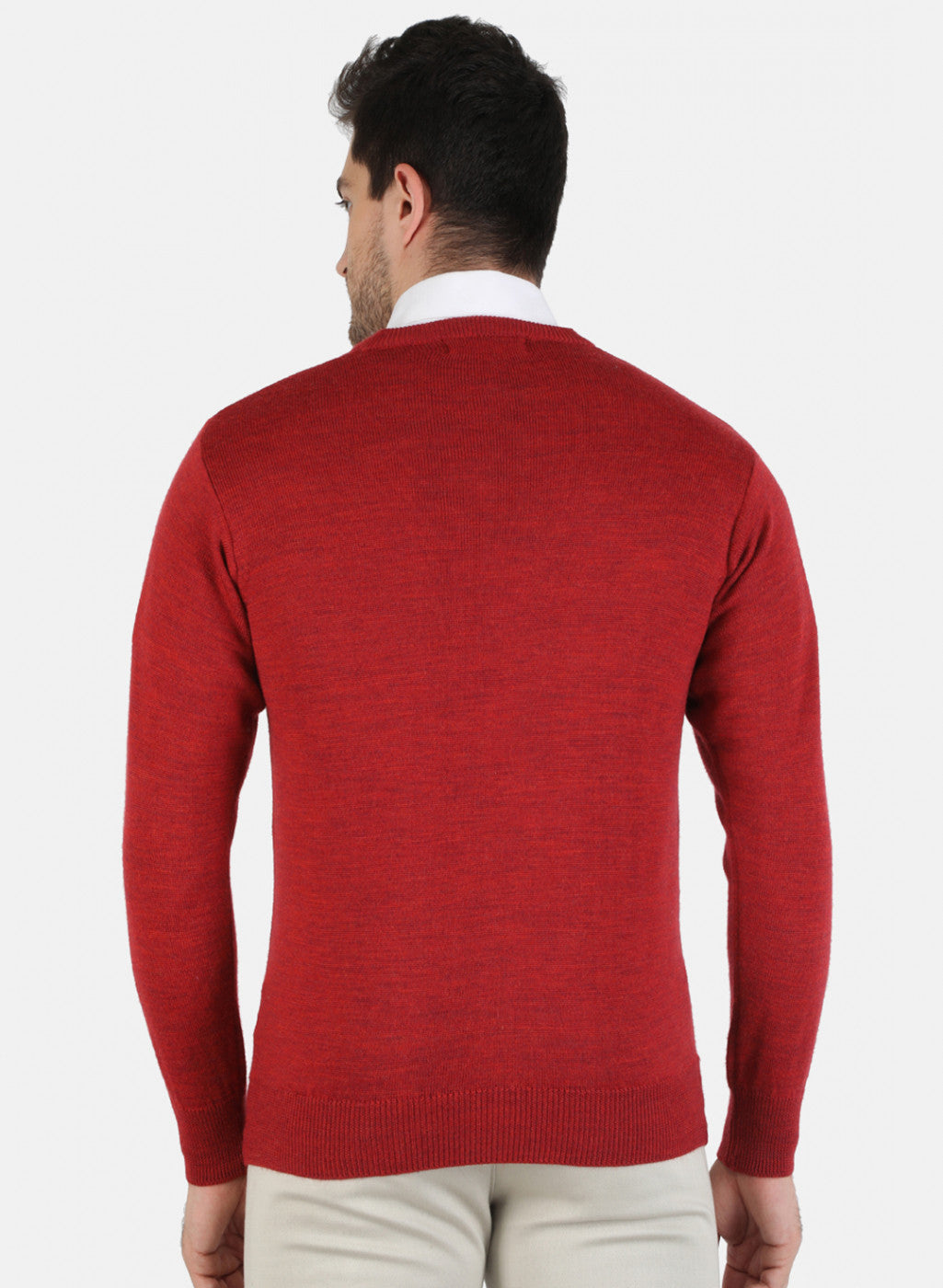 Men Red Solid Pullover