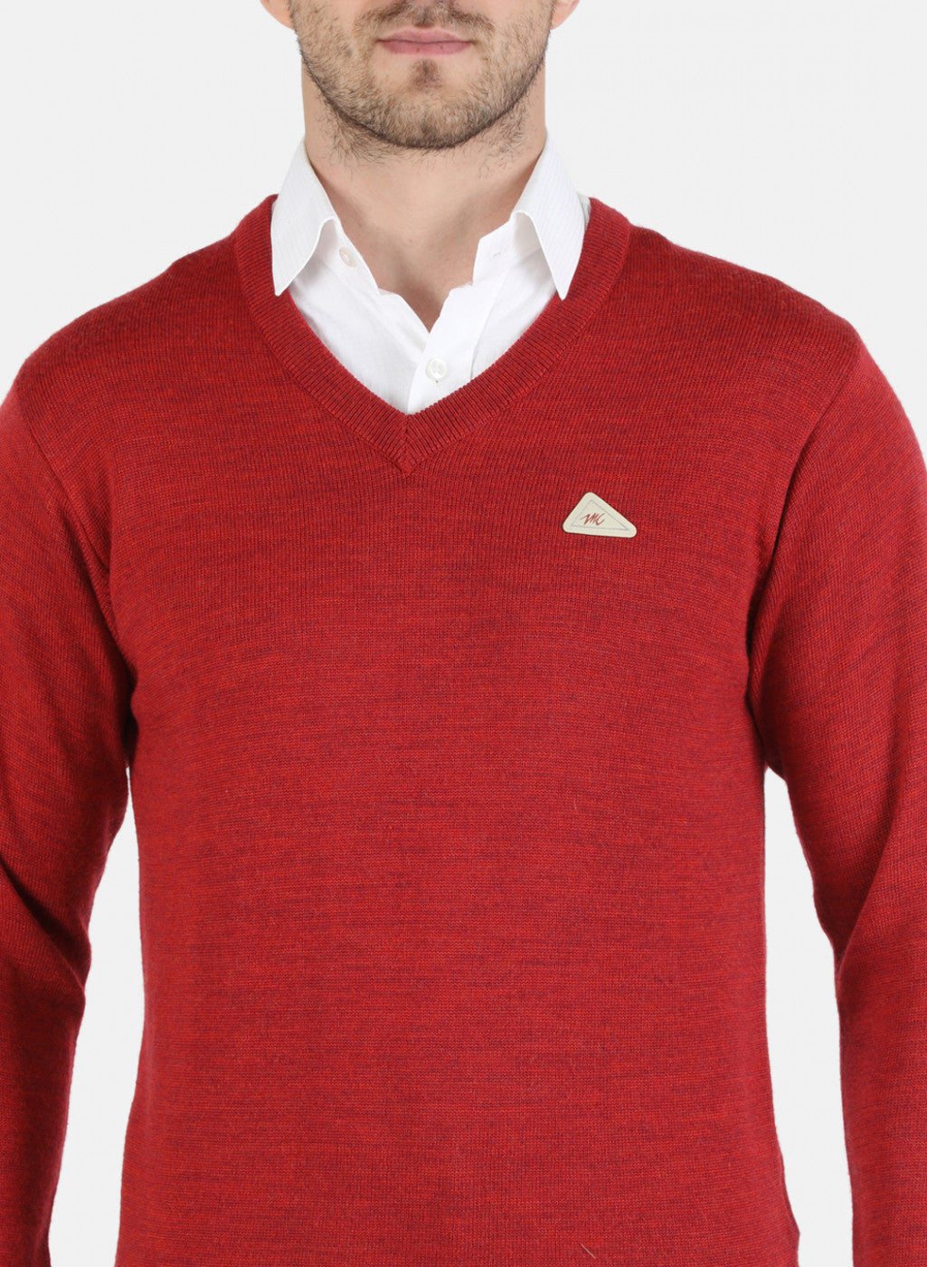 Men Red Solid Pullover