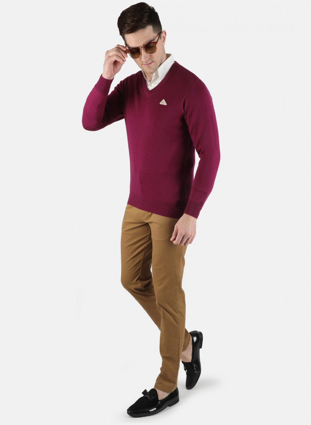 Men Purple Solid Pullover