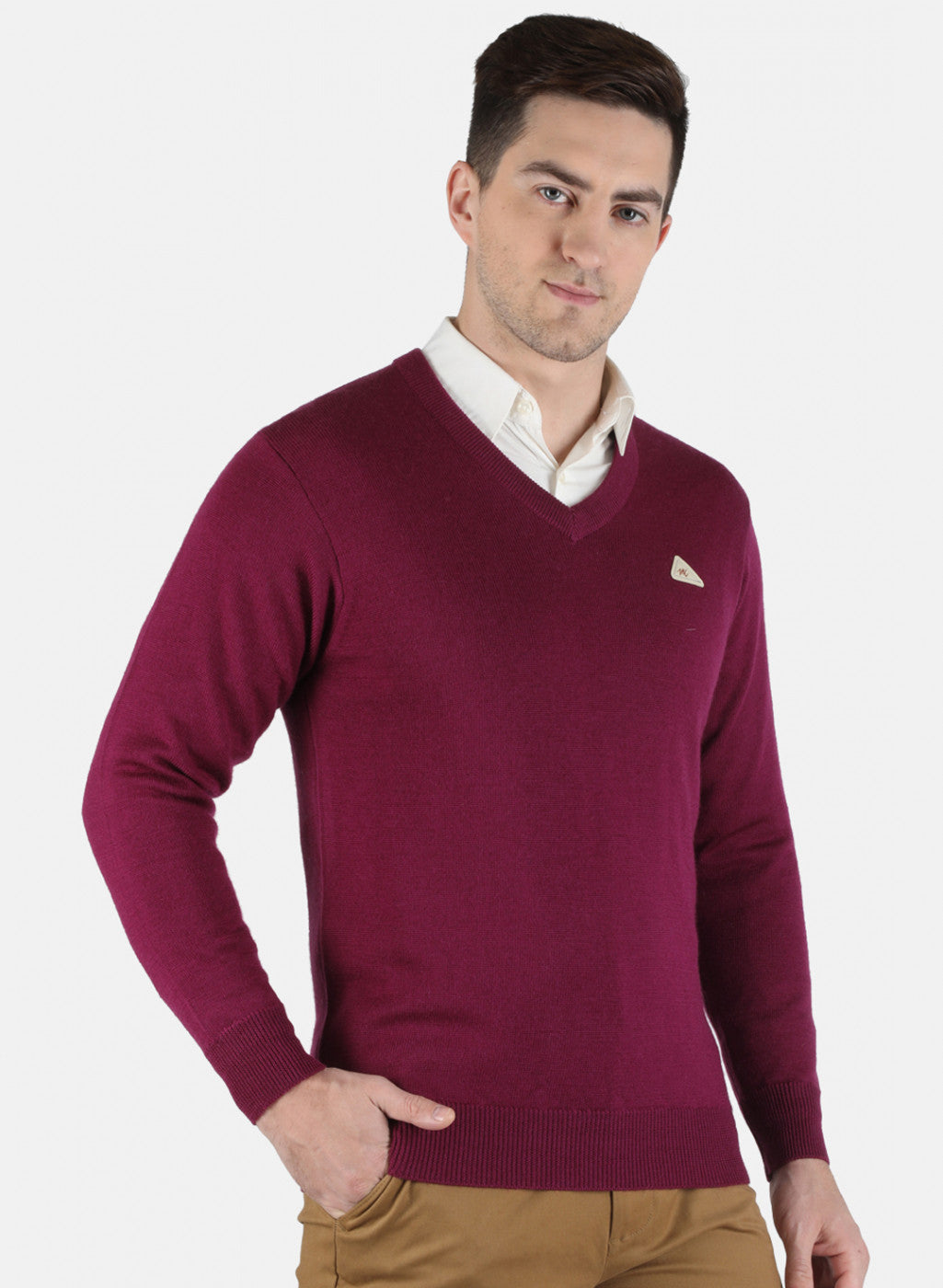 Men Purple Solid Pullover