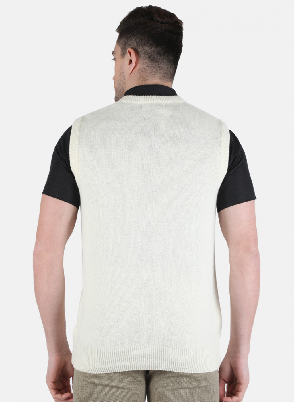 Men White Solid Sweater