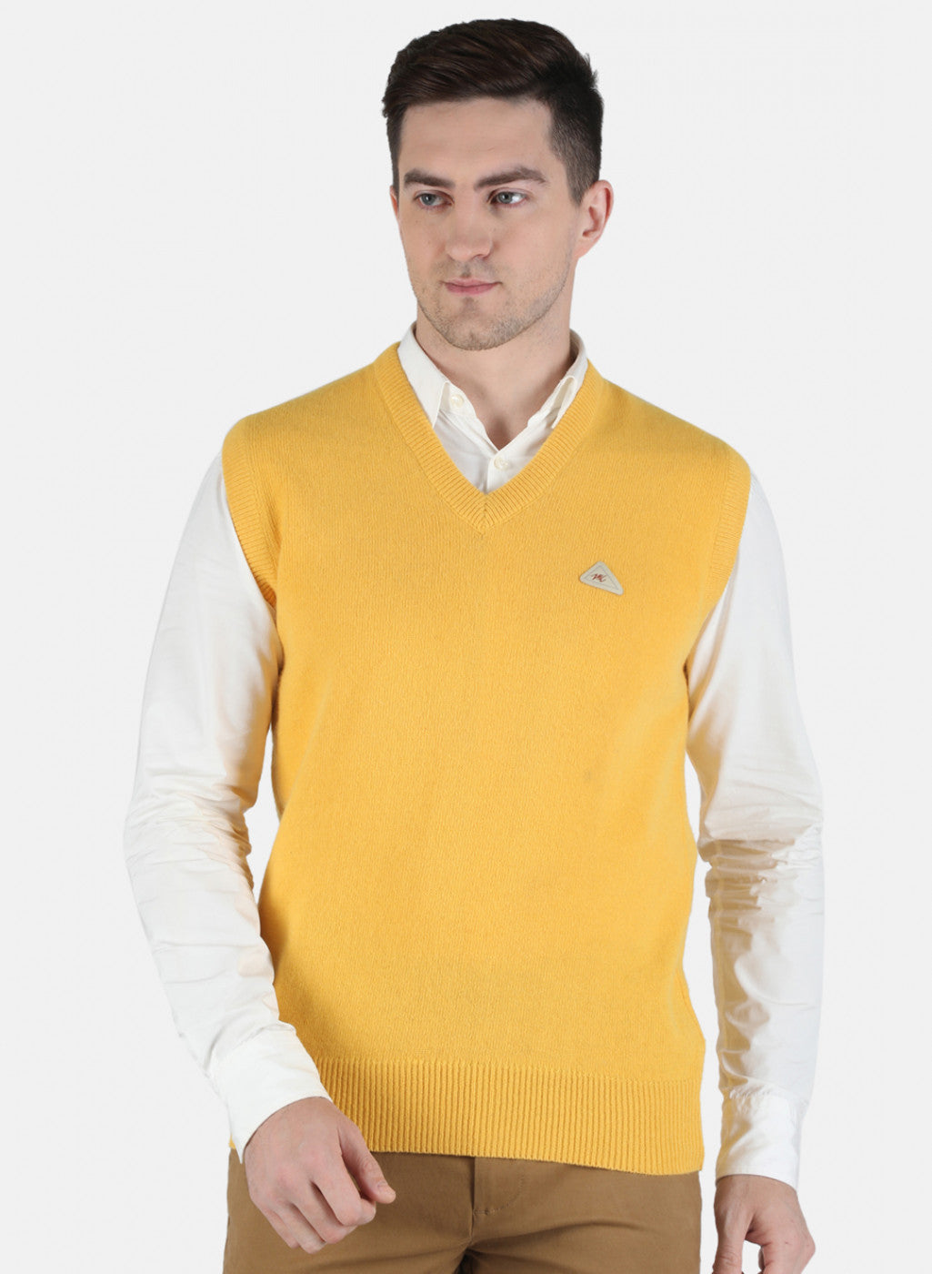 Men Yellow Solid Sweater