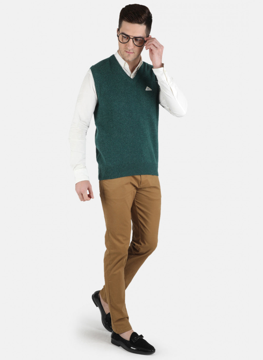 Men Green Solid Sweater