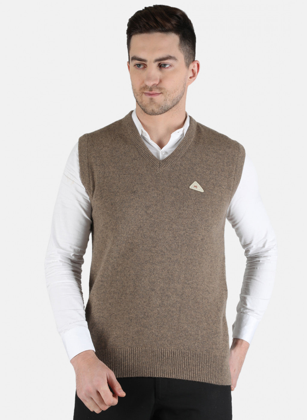 Men Beige Solid Sweater