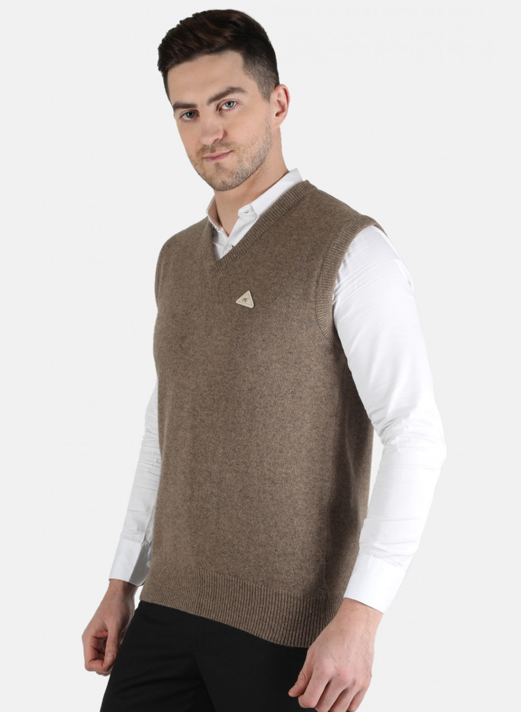 Men Beige Solid Sweater