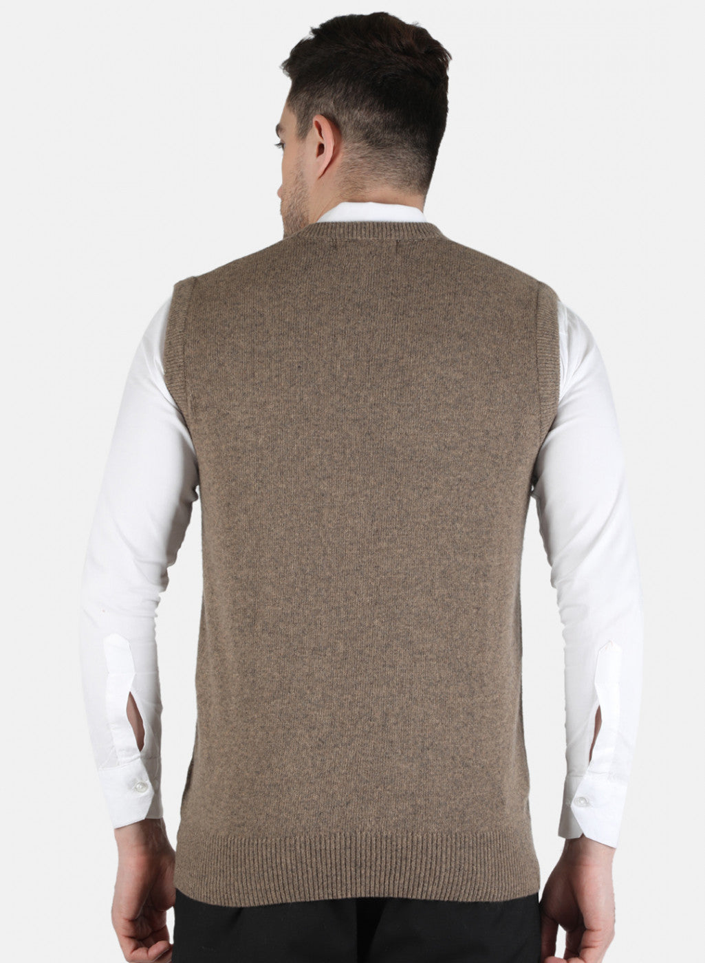 Men Beige Solid Sweater