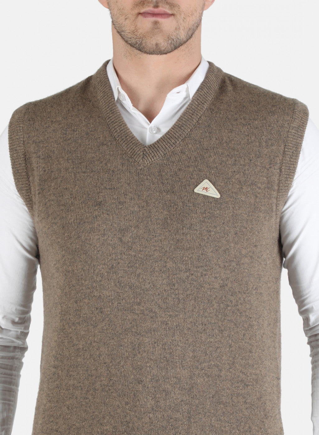 Men Beige Solid Sweater