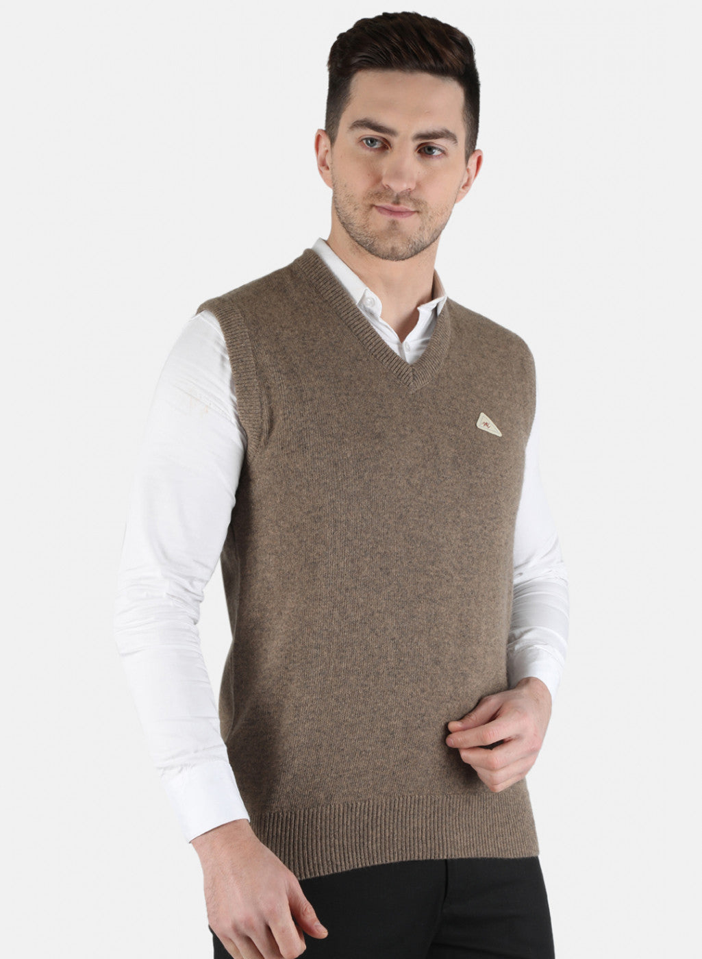 Men Beige Solid Sweater