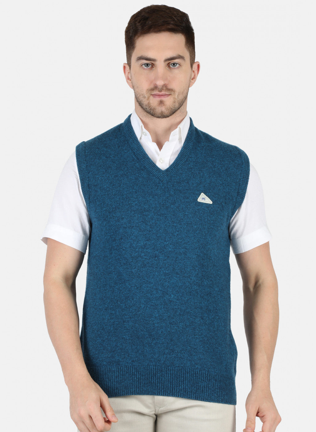 Men Blue Solid Sweater