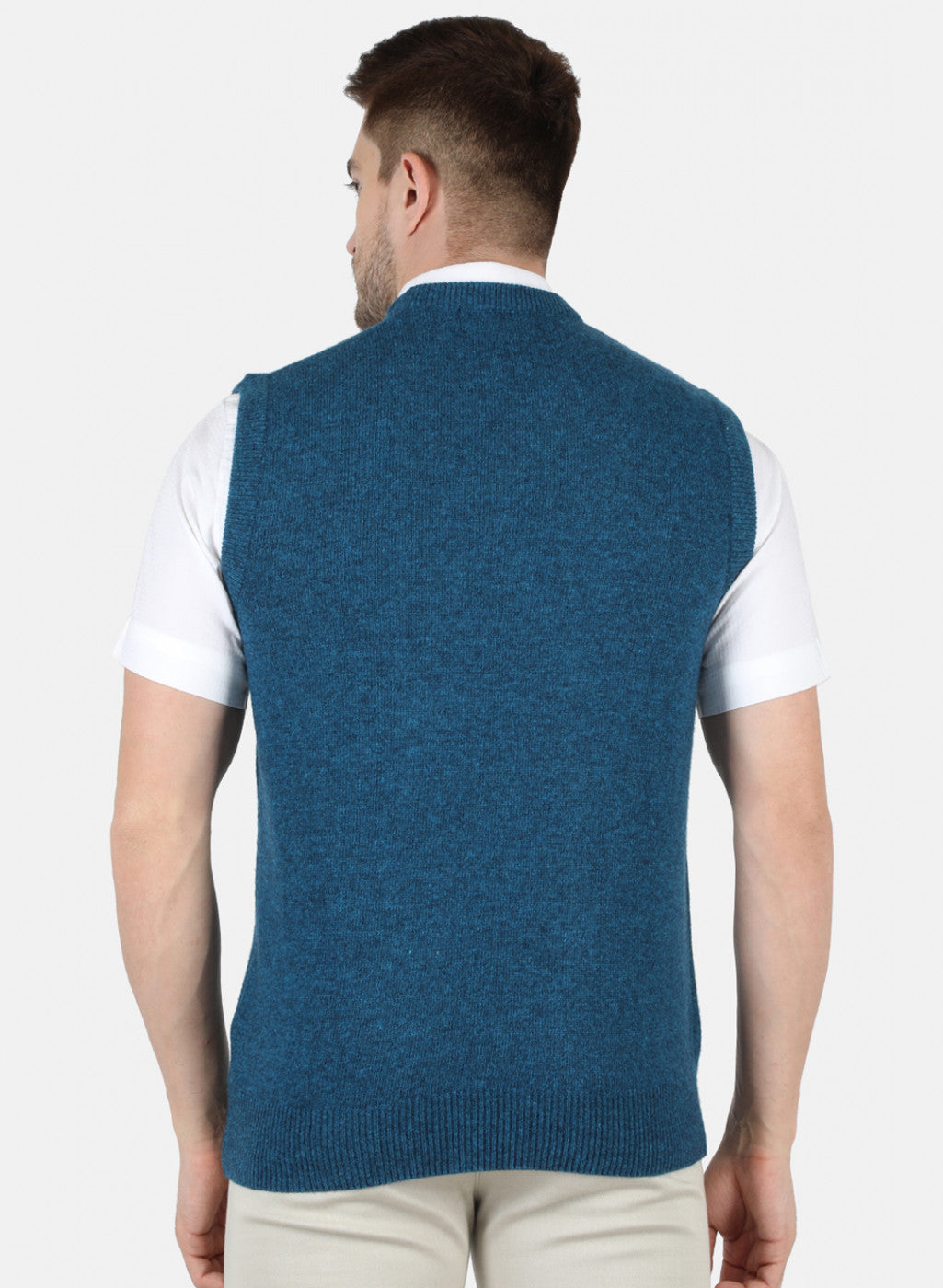 Men Blue Solid Sweater