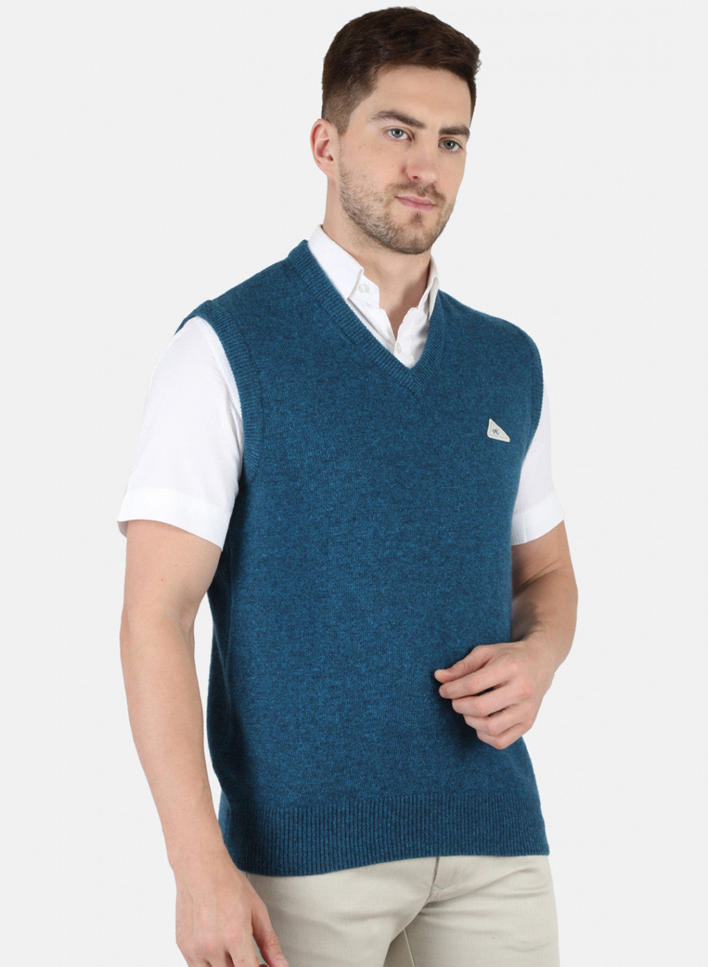 Men Blue Solid Sweater