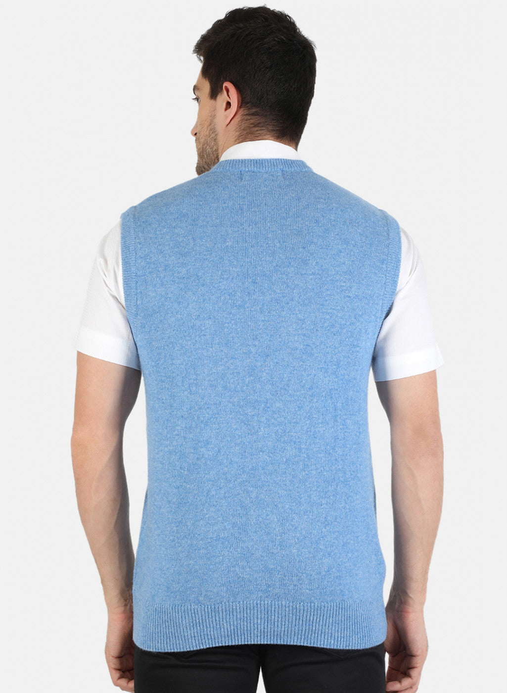 Men Blue Solid Sweater