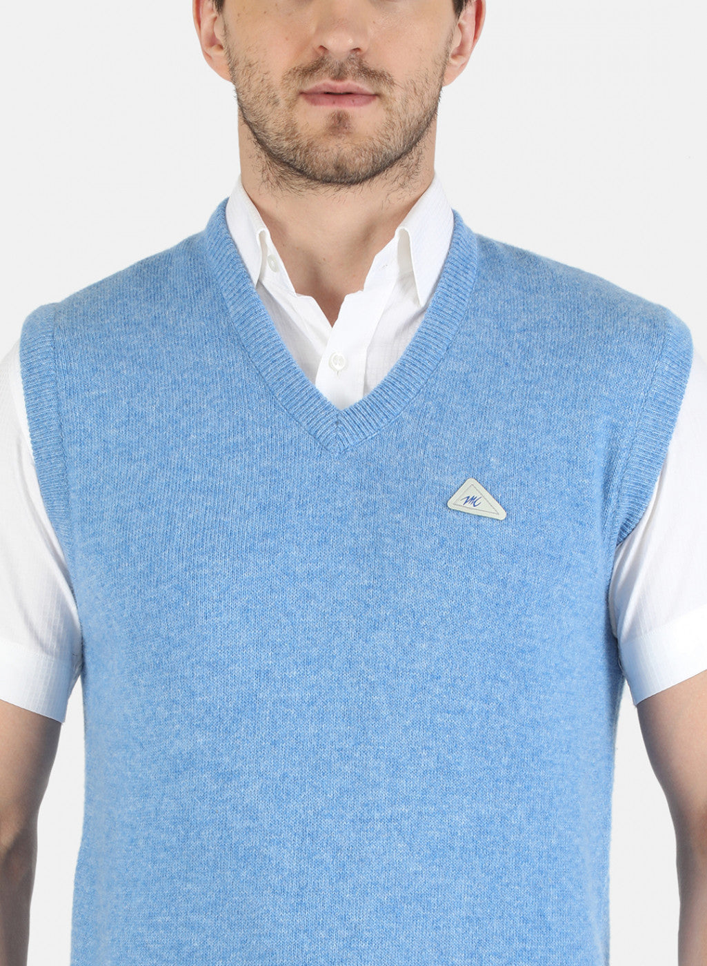 Men Blue Solid Sweater