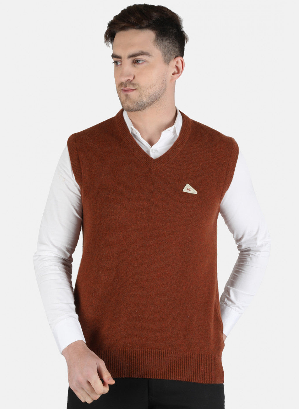 Men Brown Solid Sweater