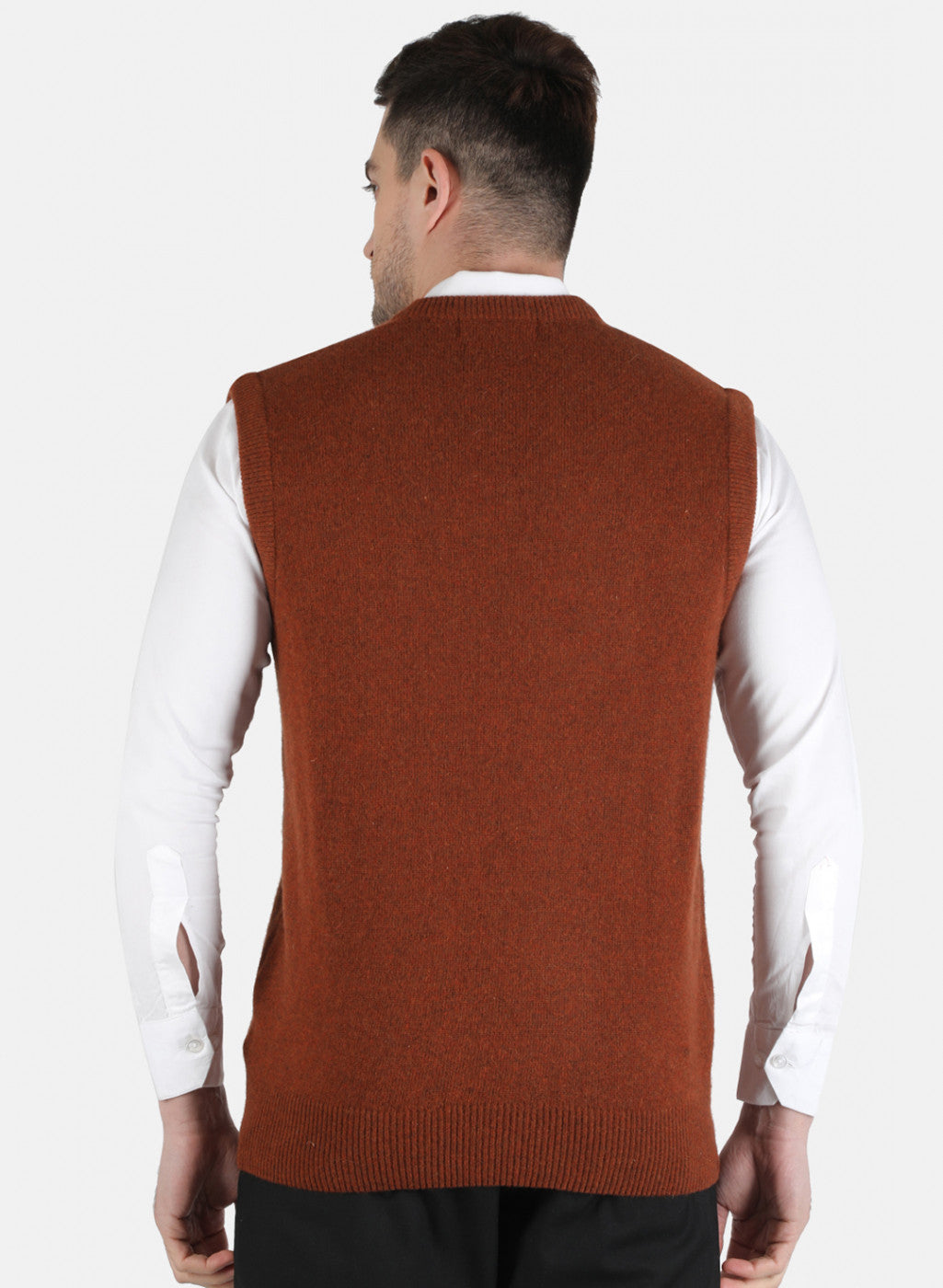 Men Brown Solid Sweater