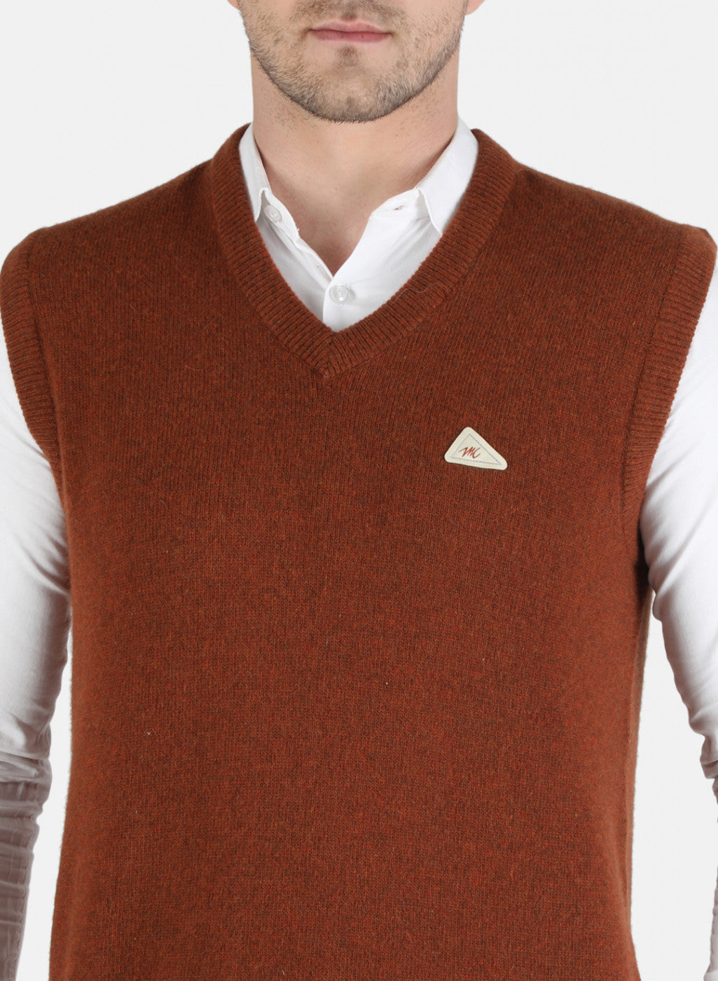 Men Brown Solid Sweater