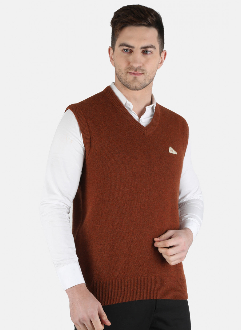 Men Brown Solid Sweater