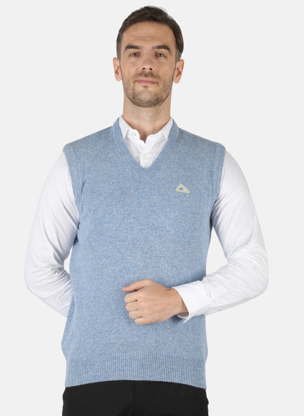 Men Blue Solid Sweater