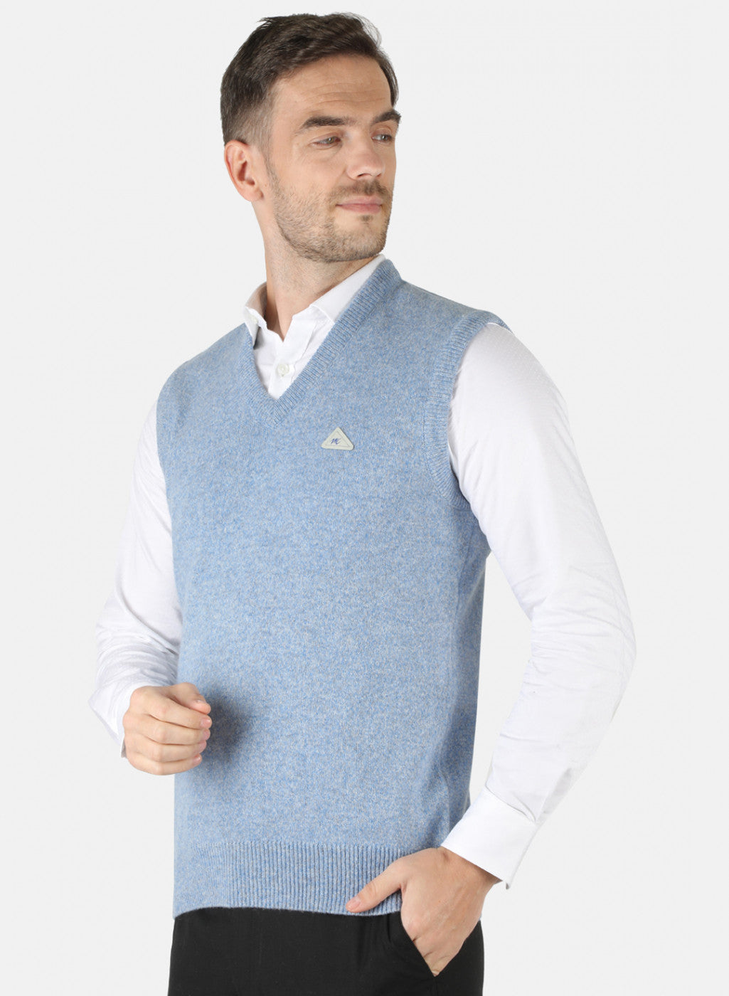 Men Blue Solid Sweater