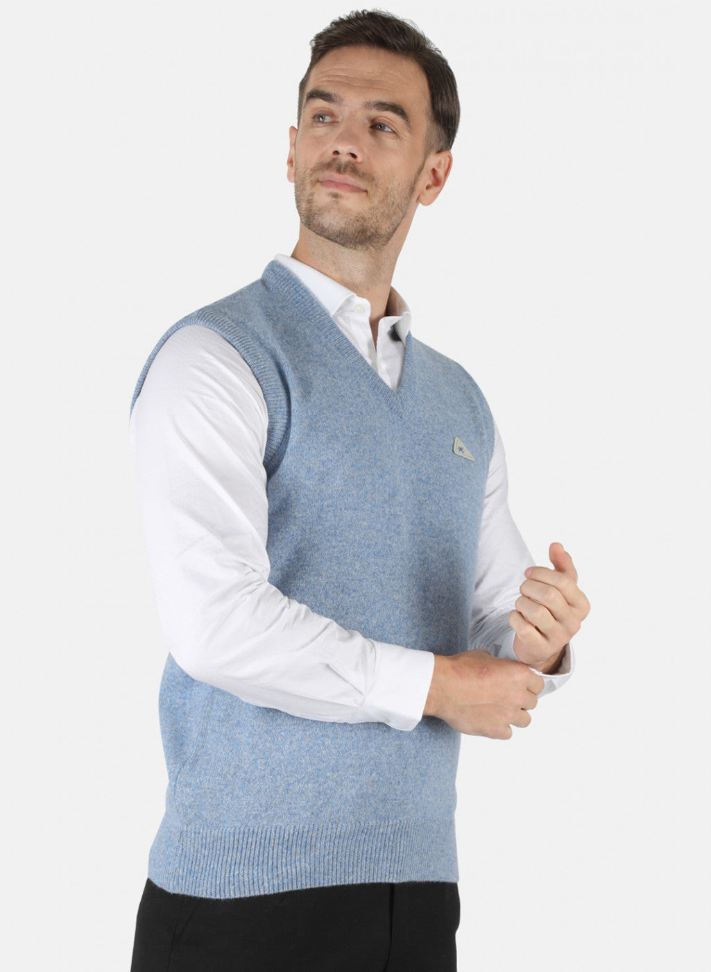 Men Blue Solid Sweater