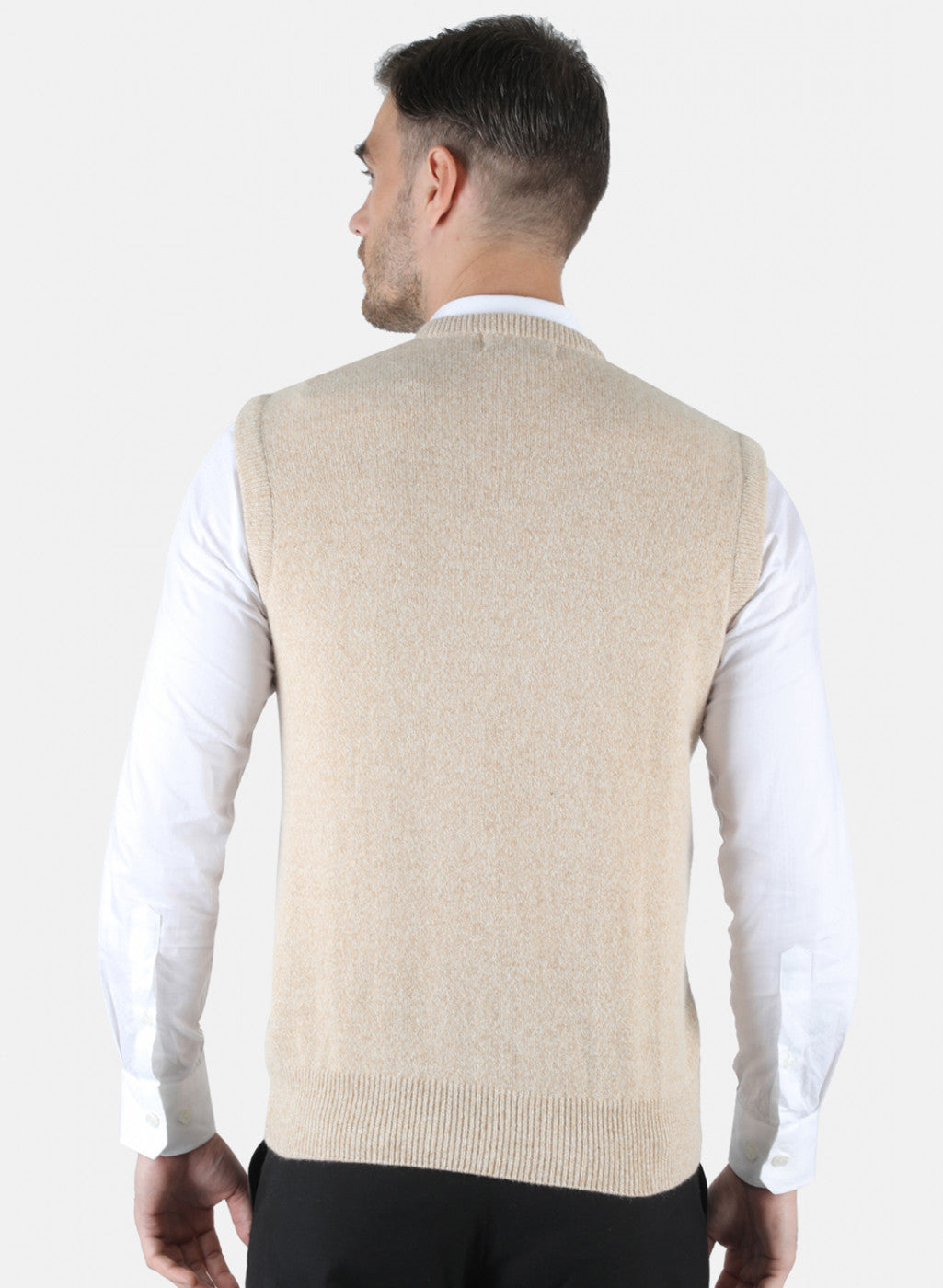 Men Beige Solid Sweater