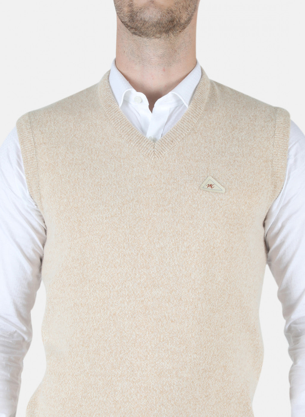 Men Beige Solid Sweater