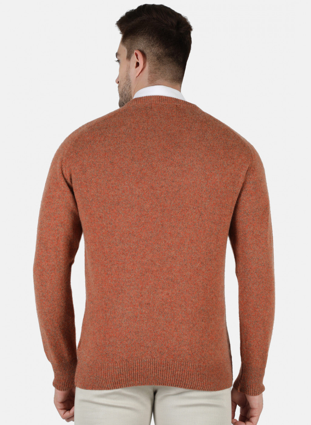 Men Orange Solid Pullover