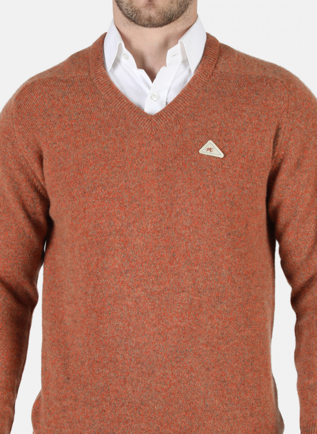 Men Orange Solid Pullover