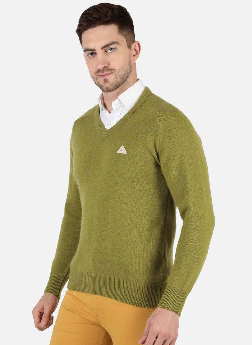 Men Green Solid Pullover