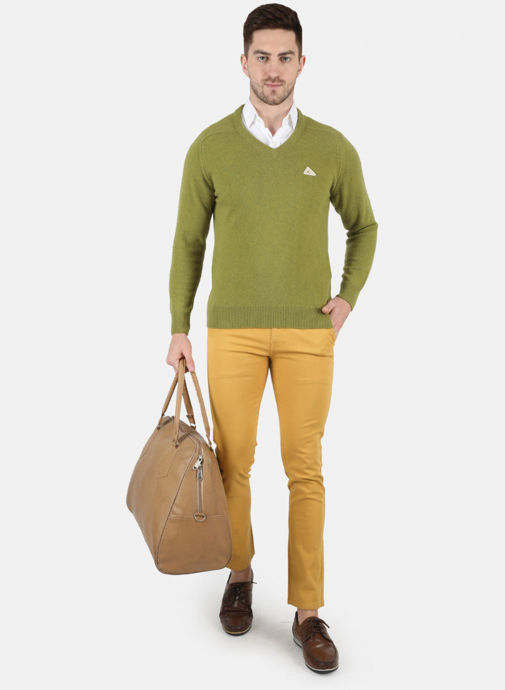 Men Green Solid Pullover