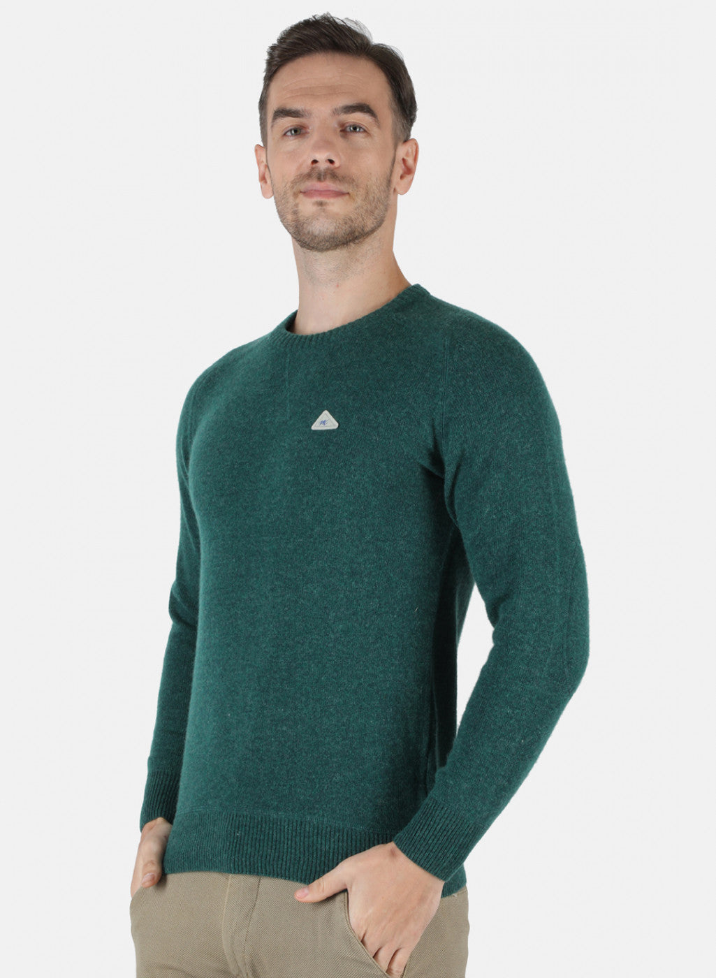 Men Green Solid Pullover