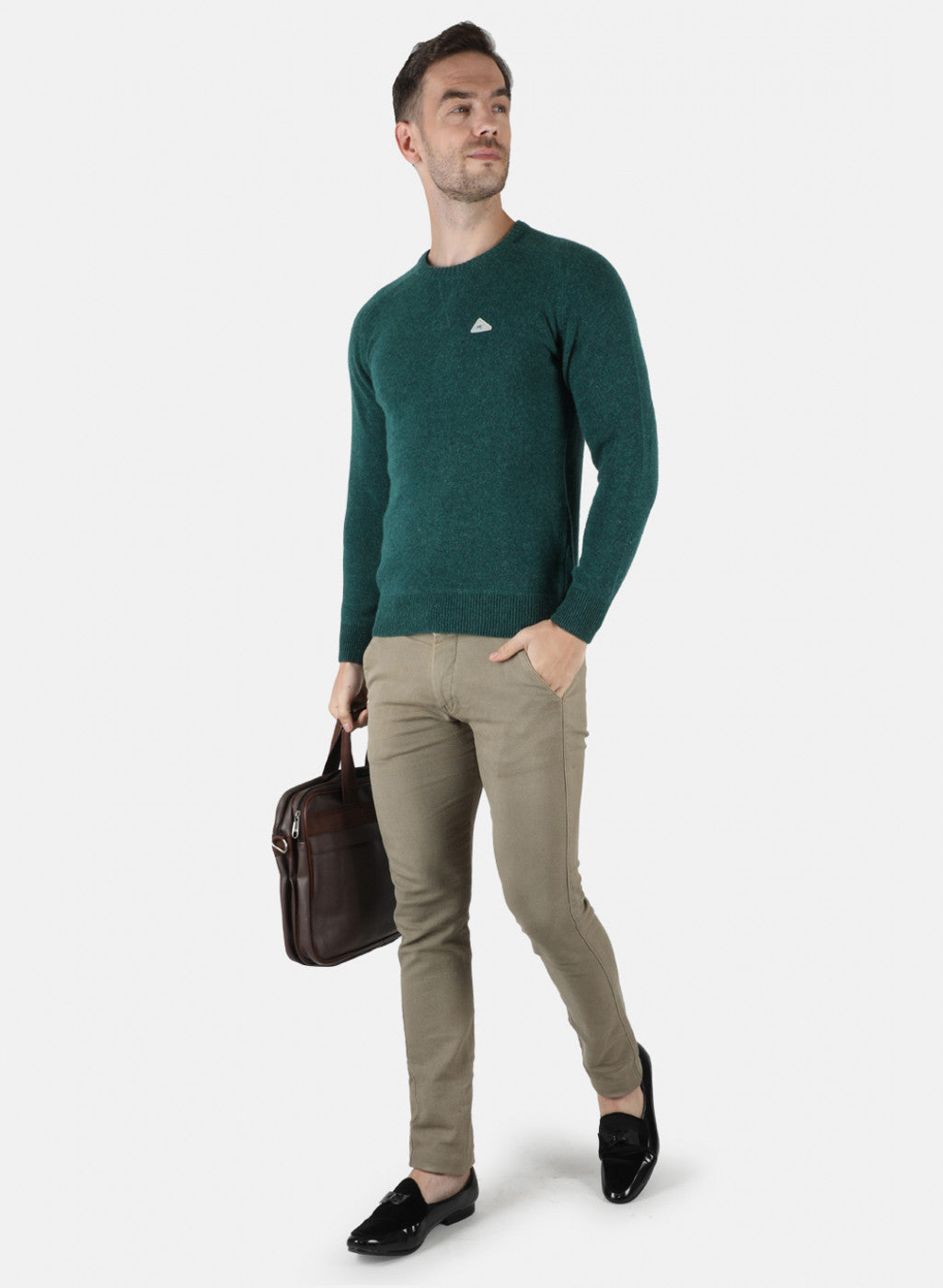 Men Green Solid Pullover