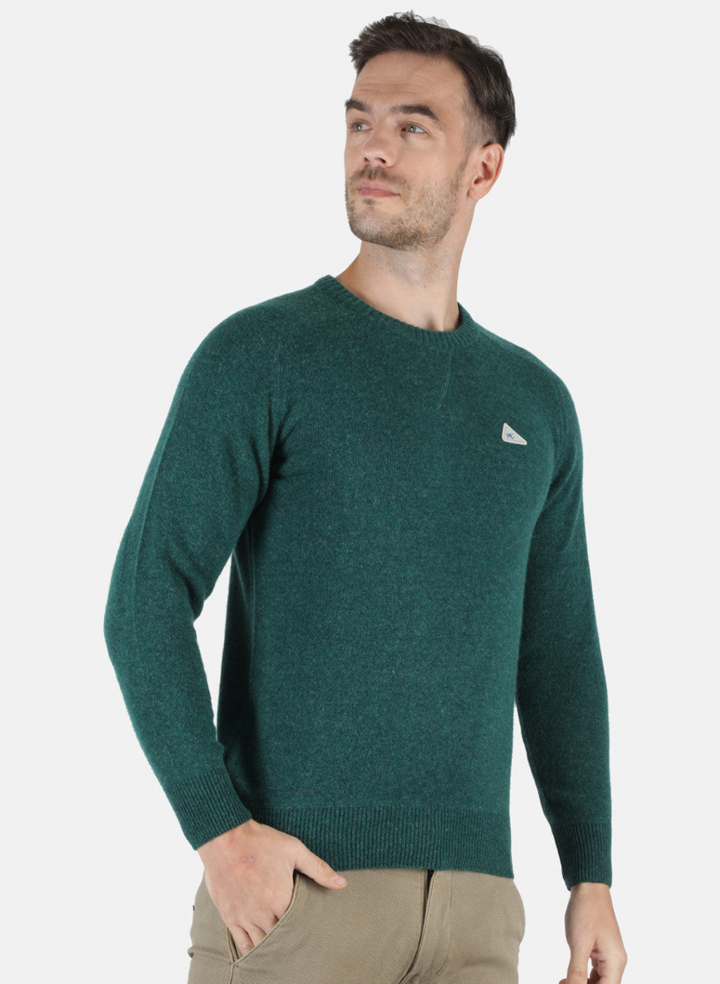 Men Green Solid Pullover