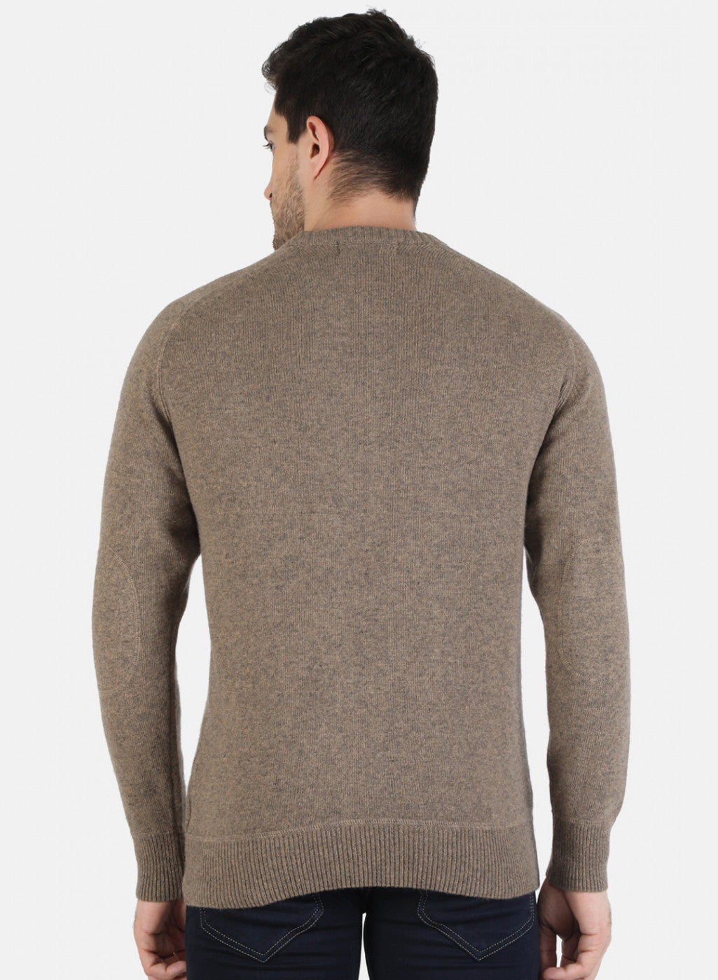 Men Beige Solid Pullover