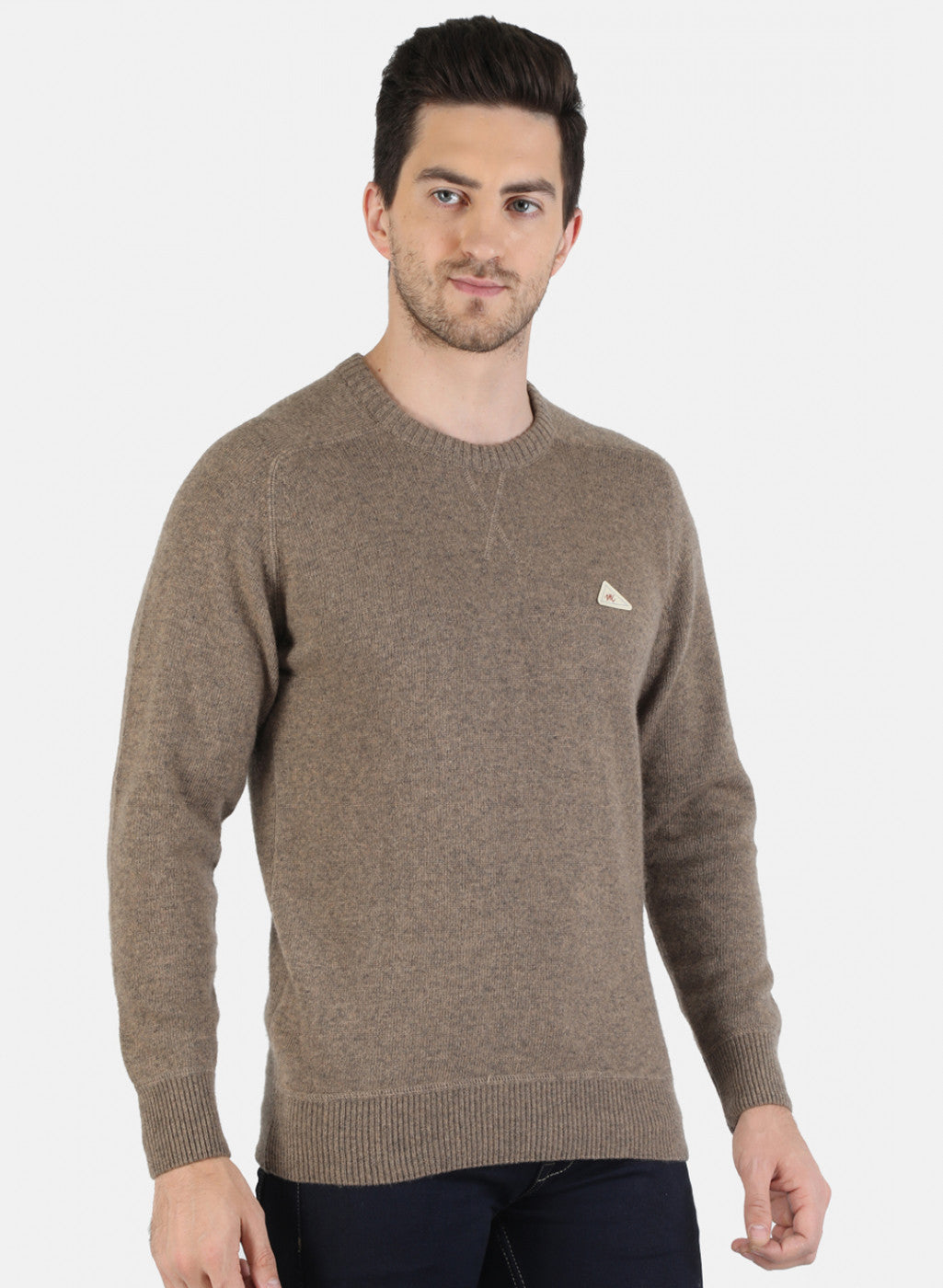 Men Beige Solid Pullover