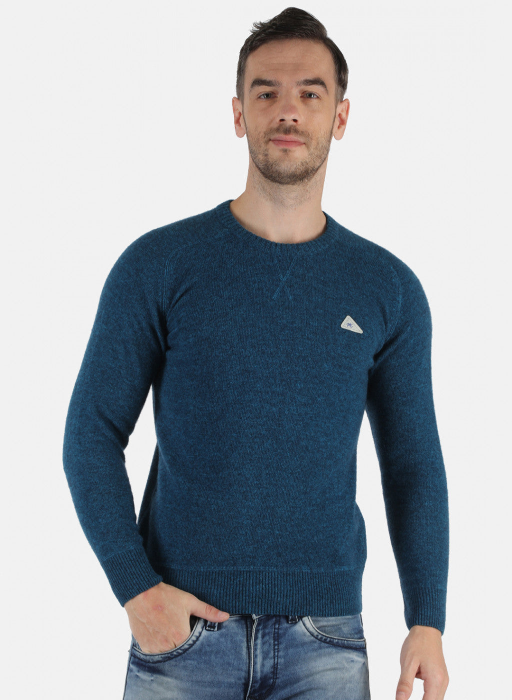 Men Blue Solid Pullover