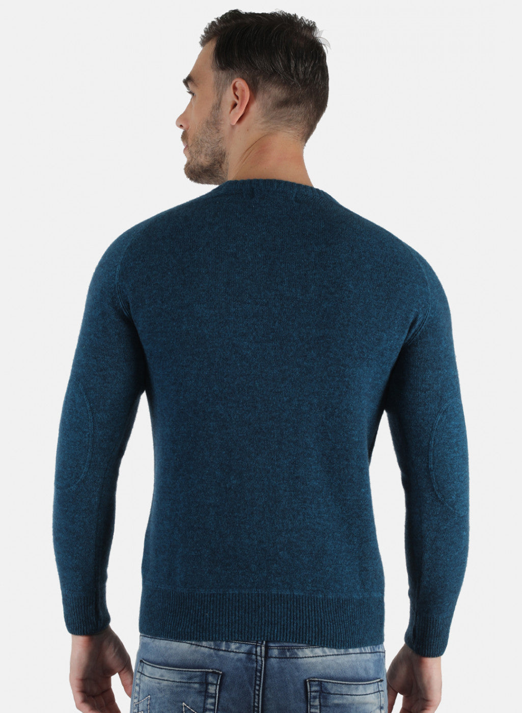 Men Blue Solid Pullover