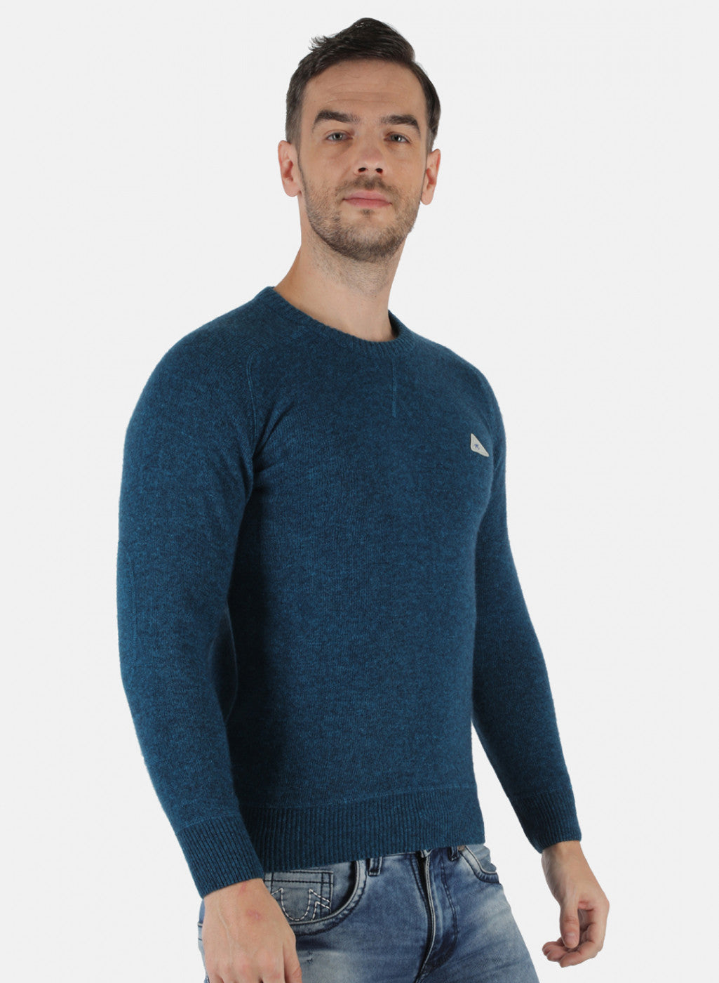 Men Blue Solid Pullover