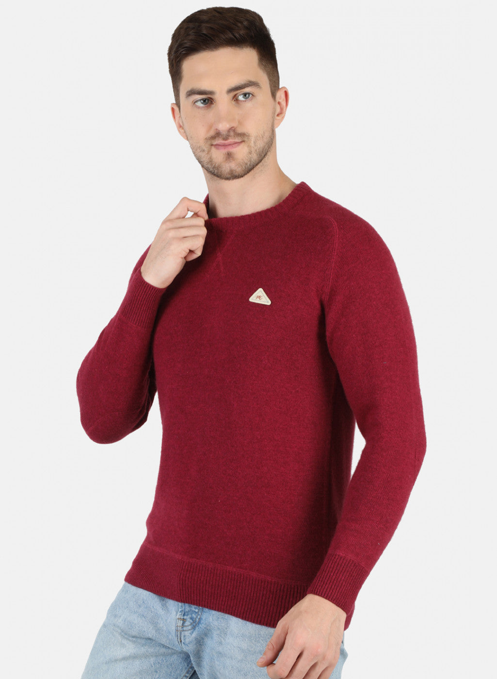 Men Red Solid Pullover